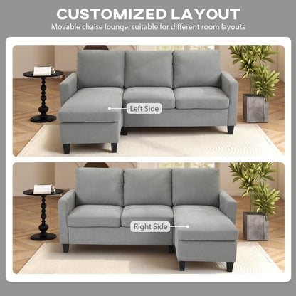 L-Shape Sofa, Modern Sectional Couch with Ottoman, Corner Sofa for Living Room, Light Grey