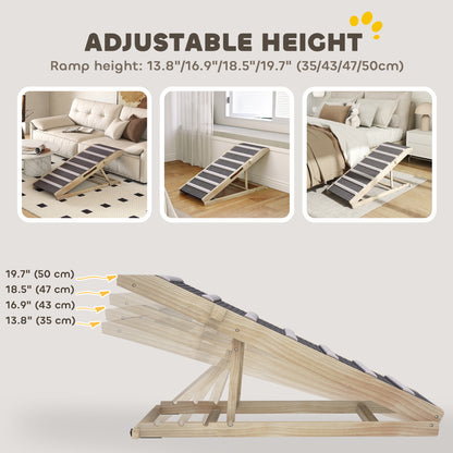 Dog Ramp for Couch, Foldable Pet Ramp for Small to Large Dog, 4 Adjustable Height from 14" to 20"