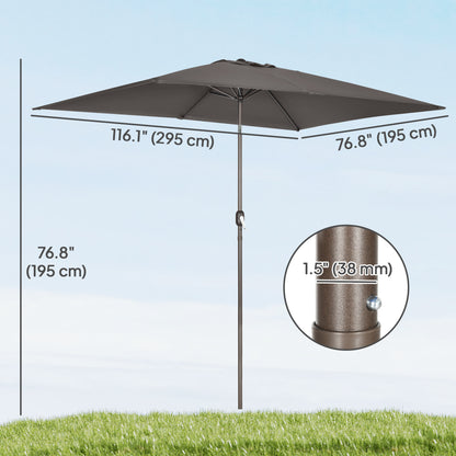 6.5x10ft Patio Umbrella, Rectangle Market Umbrella, Dark Grey