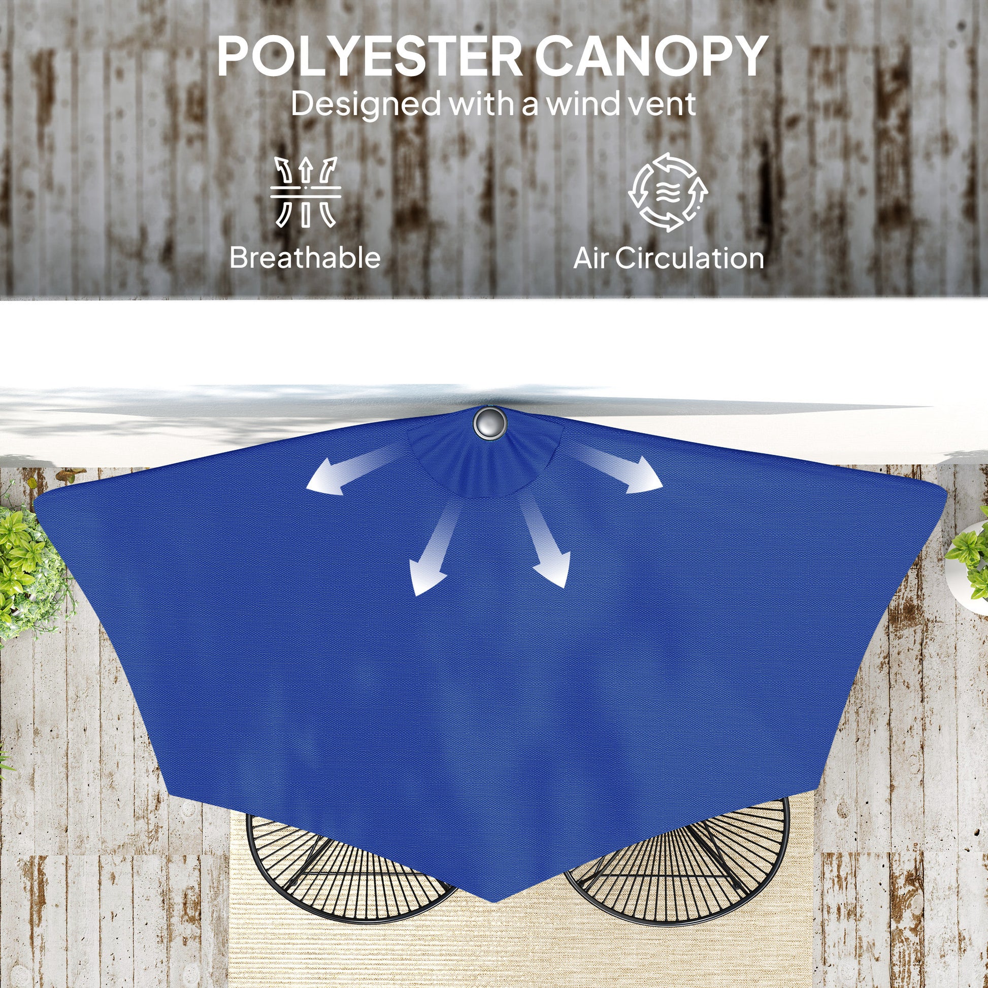 9ft Half Round Umbrella Outdoor Patio Garden Balcony Parasol Window Sun Shade w/ 5 Ribs, Deep Blue