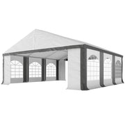 20' x 20' Heavy-duty Large Wedding Tent, Outdoor Carport Garage Party Tent, Patio Gazebo Canopy with Sidewall, Grey