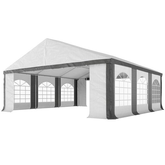 20' x 20' Heavy-duty Large Wedding Tent, Outdoor Carport Garage Party Tent, Patio Gazebo Canopy with Sidewall, Grey