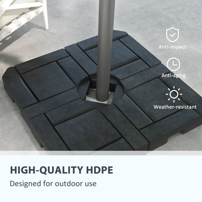 4PCs Patio Umbrella Base, Water or Sand Filled Cantilever Umbrella Weights for Cross Base with Handles, HDPE