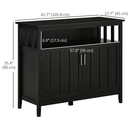 Sideboard Buffet Server Storage Cabinet Console Table with 2 Doors and Adjustable Shelves for Kitchen & Dining Room, Black
