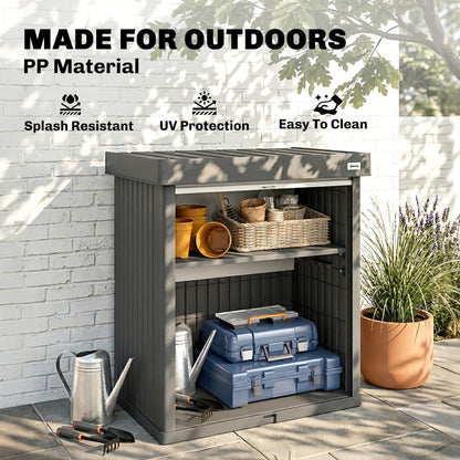 82 Gallon Outdoor Storage Cabinet, UV Resistant Garden Storage Container for Patio, Porch, Poolside, Grey