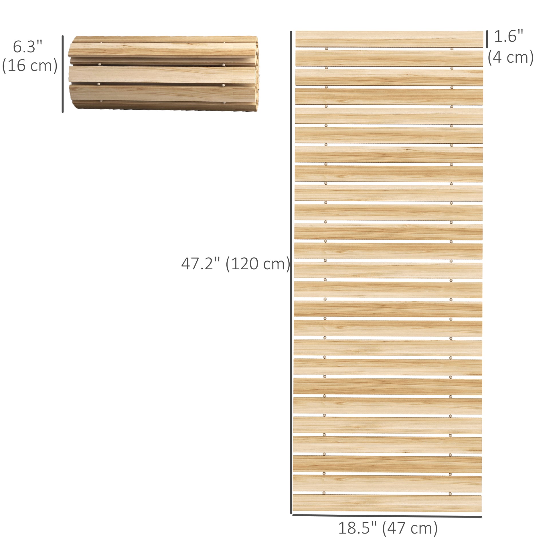 47" Wooden Garden Pathway, Outdoor Roll Out Straight Walkway, Garden Boardwalk for Wedding, Party, Natural Wood Finish