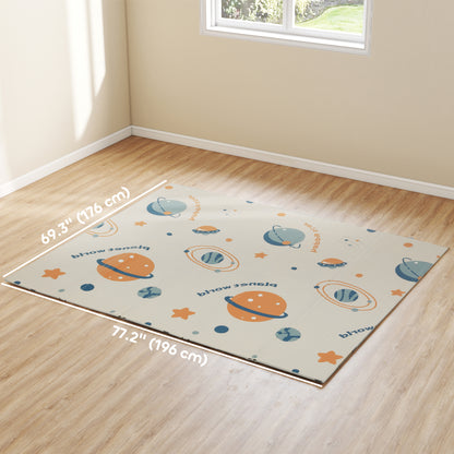 Qaba Double Sided Baby Play Mat, Reversible & Waterproof Foldable Crawling Mat, Astronaut & Planet Theme