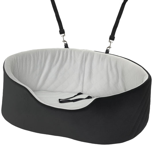 Dog Car Seat for Small Medium Pets, Detachable Washable Pet Bed with Cushion and Safety Belt for Dog Under 33lbs, Black