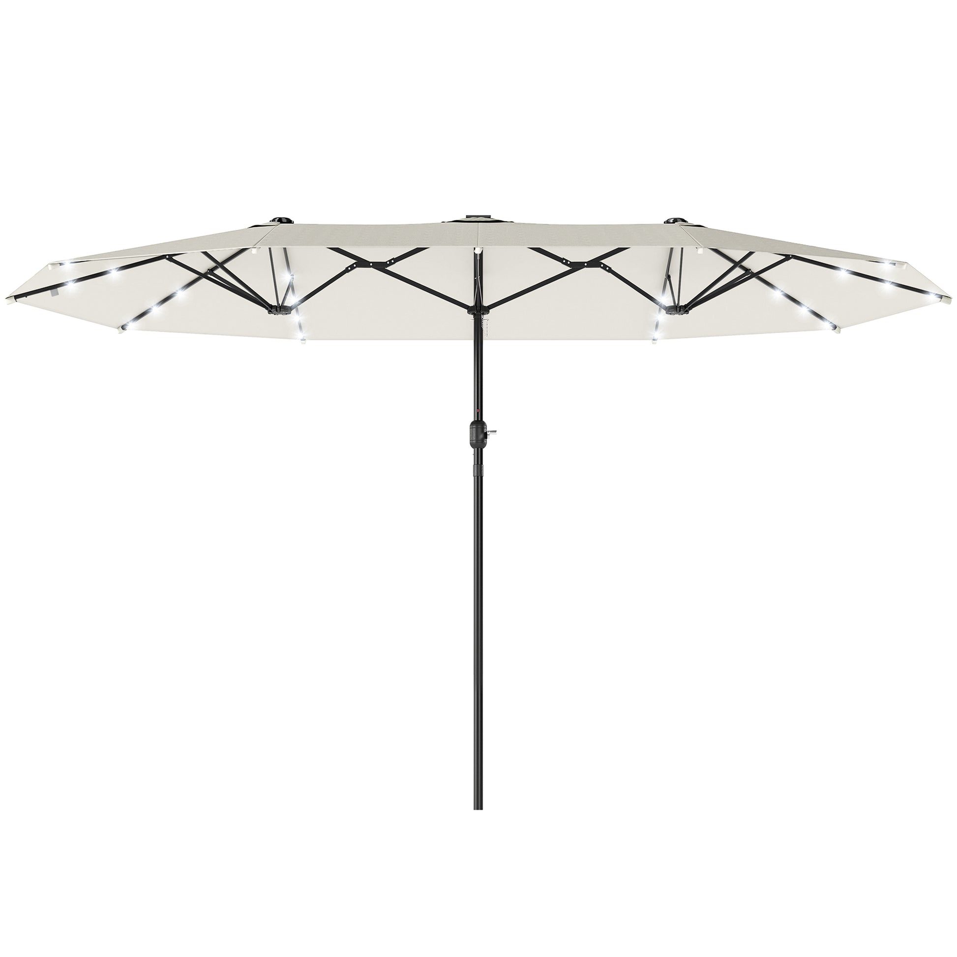 173" Double-Sided Sun Umbrella Garden Parasol Patio Sun Shade Outdoor with LED Solar Light, Cream White