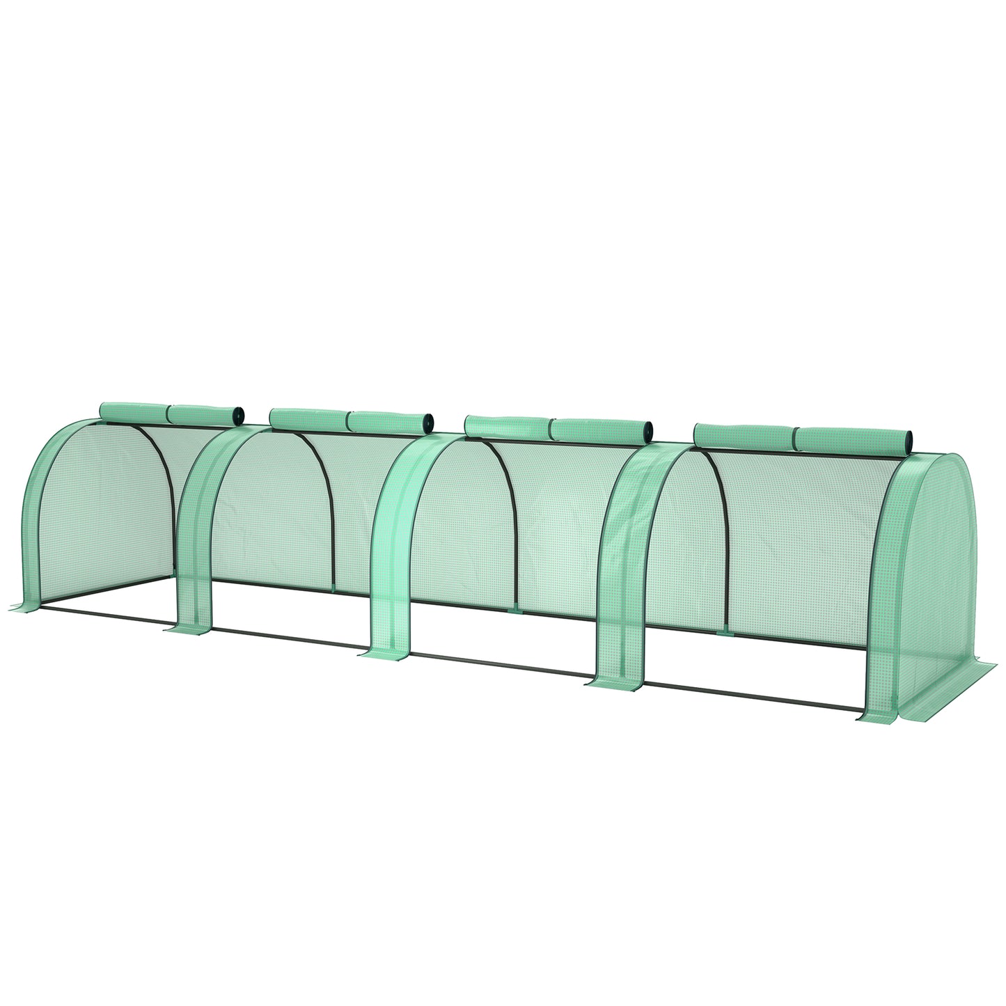 13' x 3.3' x 2.6' Mini Tunnel Greenhouse with PE Cover Garden Green Grow Shed with Steel Frame Zipped Doors, Green