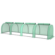 13' x 3.3' x 2.6' Mini Tunnel Greenhouse with PE Cover Garden Green Grow Shed with Steel Frame Zipped Doors, Green