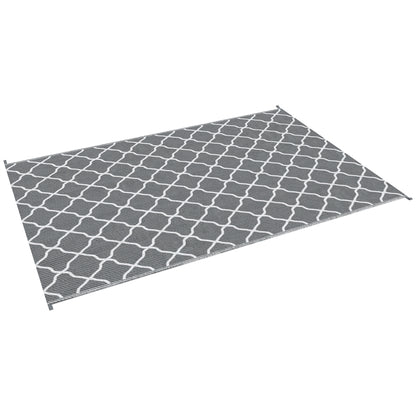 Waterproof Outdoor Rug, 6' x 9' RV Rug Reversible Mat for Backyard, Deck, Picnic, Beach, Camping, Grey & White Net