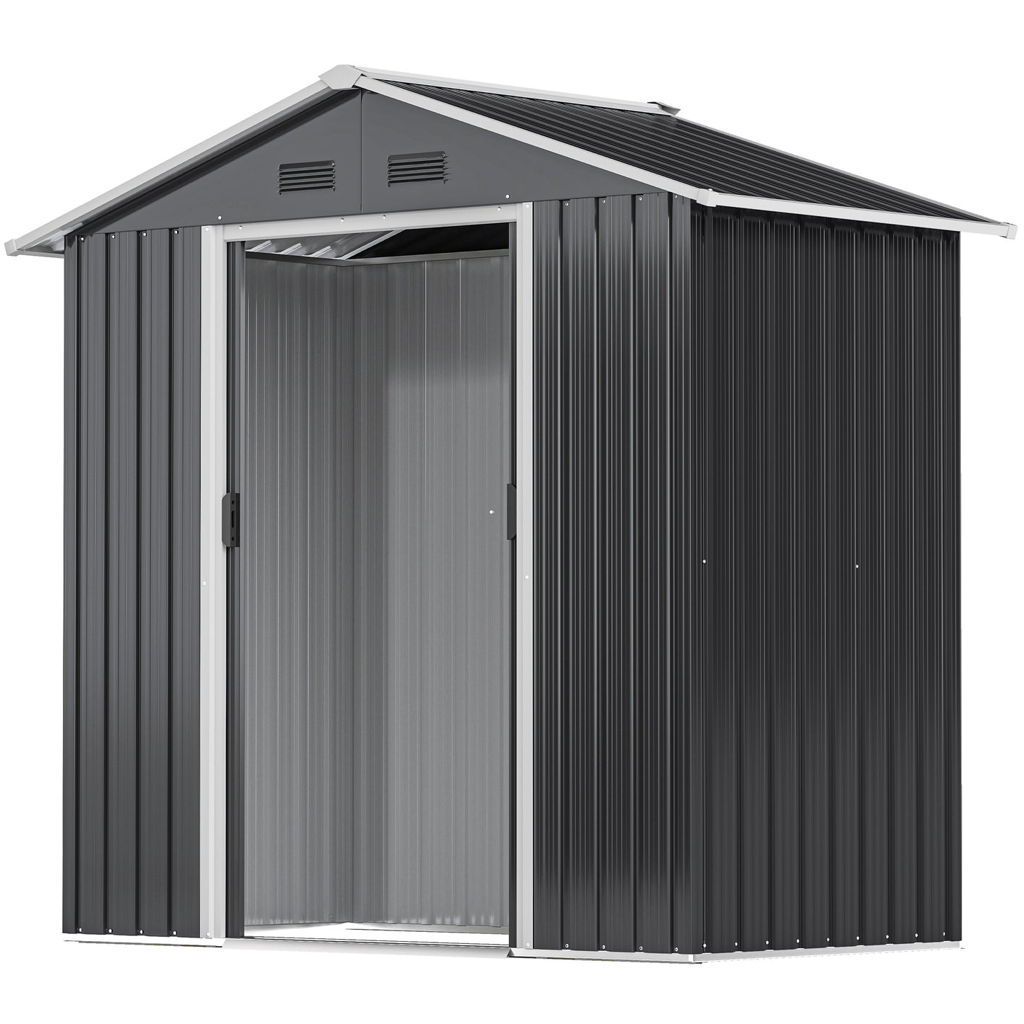 6.5x3.5ft Metal Garden Storage Shed for Outdoor Tool Storage with Double Sliding Doors and Vents, Dark Grey