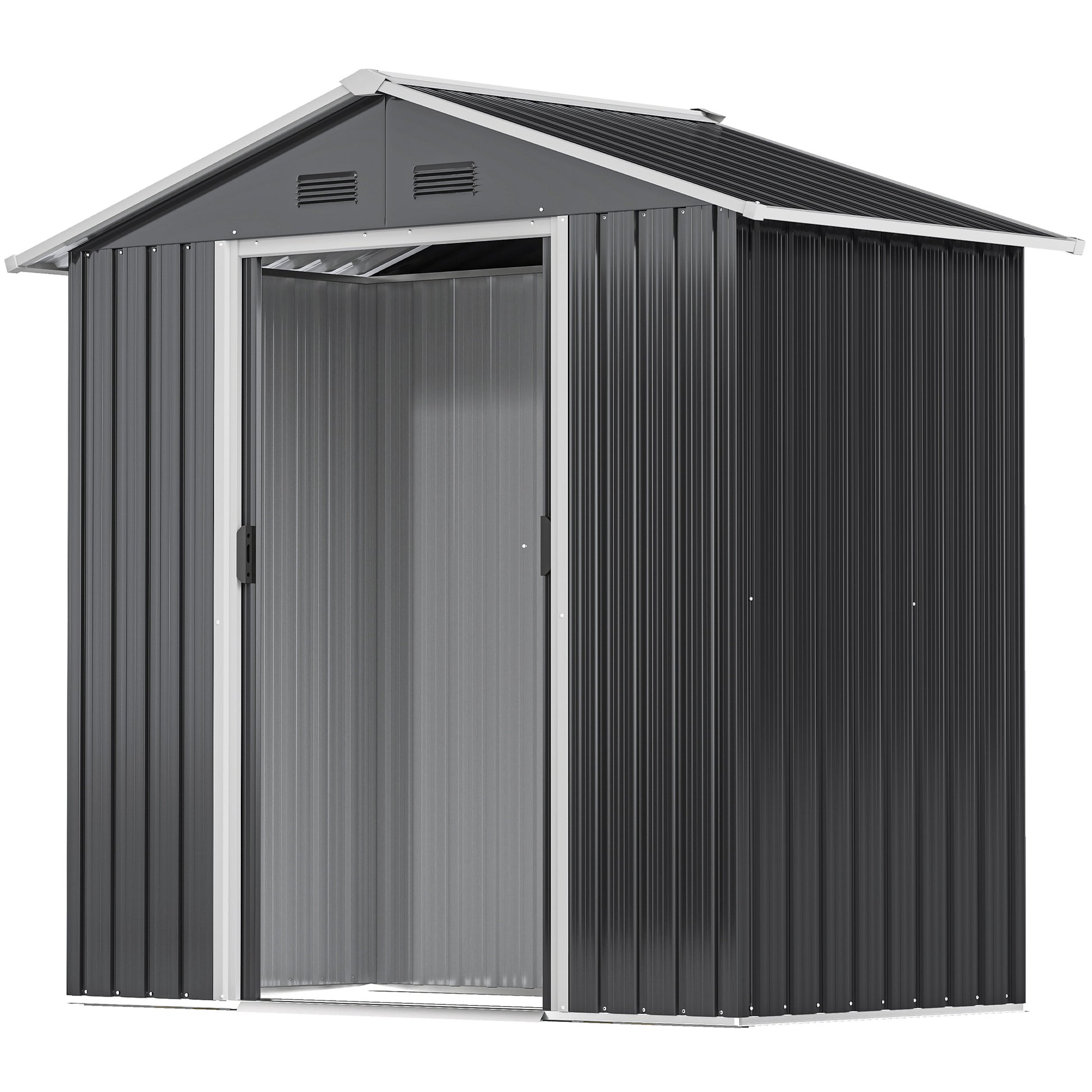 6.5x3.5ft Metal Garden Storage Shed for Outdoor Tool Storage with Double Sliding Doors and Vents, Dark Grey