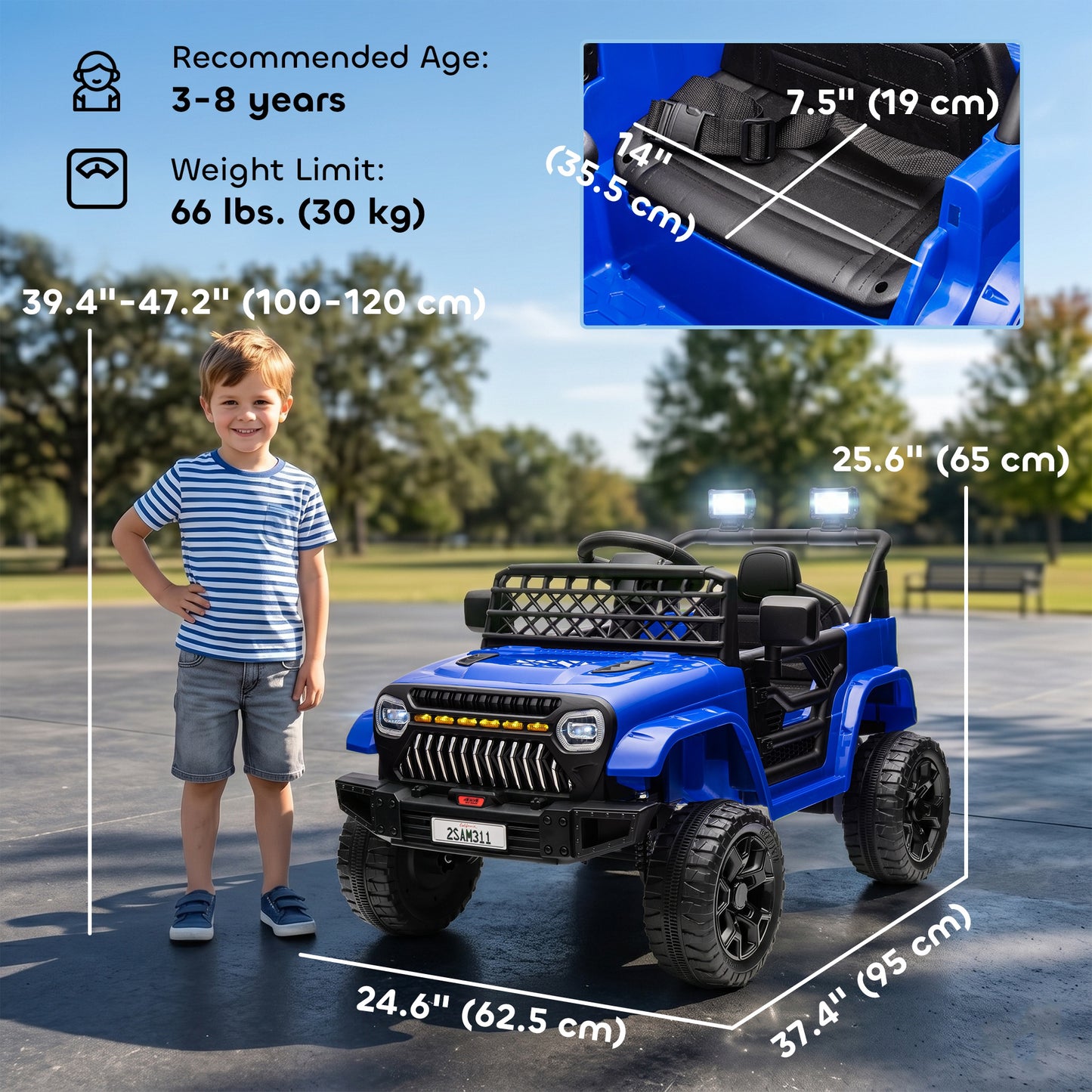 Qaba 12V Ride on Truck, Electric Car for Kids with Remote Control, Suspension, 3 Speeds, USB Music Headlights, Dark Blue