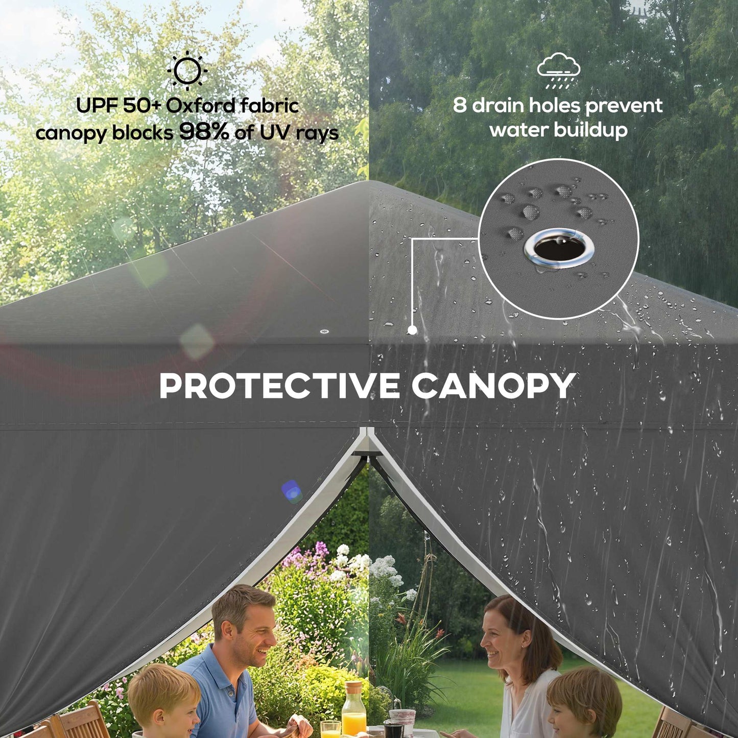 8.2 x 8.2 ft Pop Up Canopy Tent with 4 Sidewalls, UPF 50+ Outdoor Instant Canopy with Carry Bag, Dark Grey