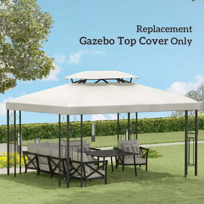 13' x 10' Gazebo Replacement Canopy 2 Tier Top UV Cover Pavilion Garden Patio Outdoor, Cream White (TOP ONLY)