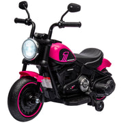 Aosom 6V Kids Motorcycle with Training Wheels, Foot Pedal, Headlight, Music, Forward/Reverse, Single-Button Start, Pink