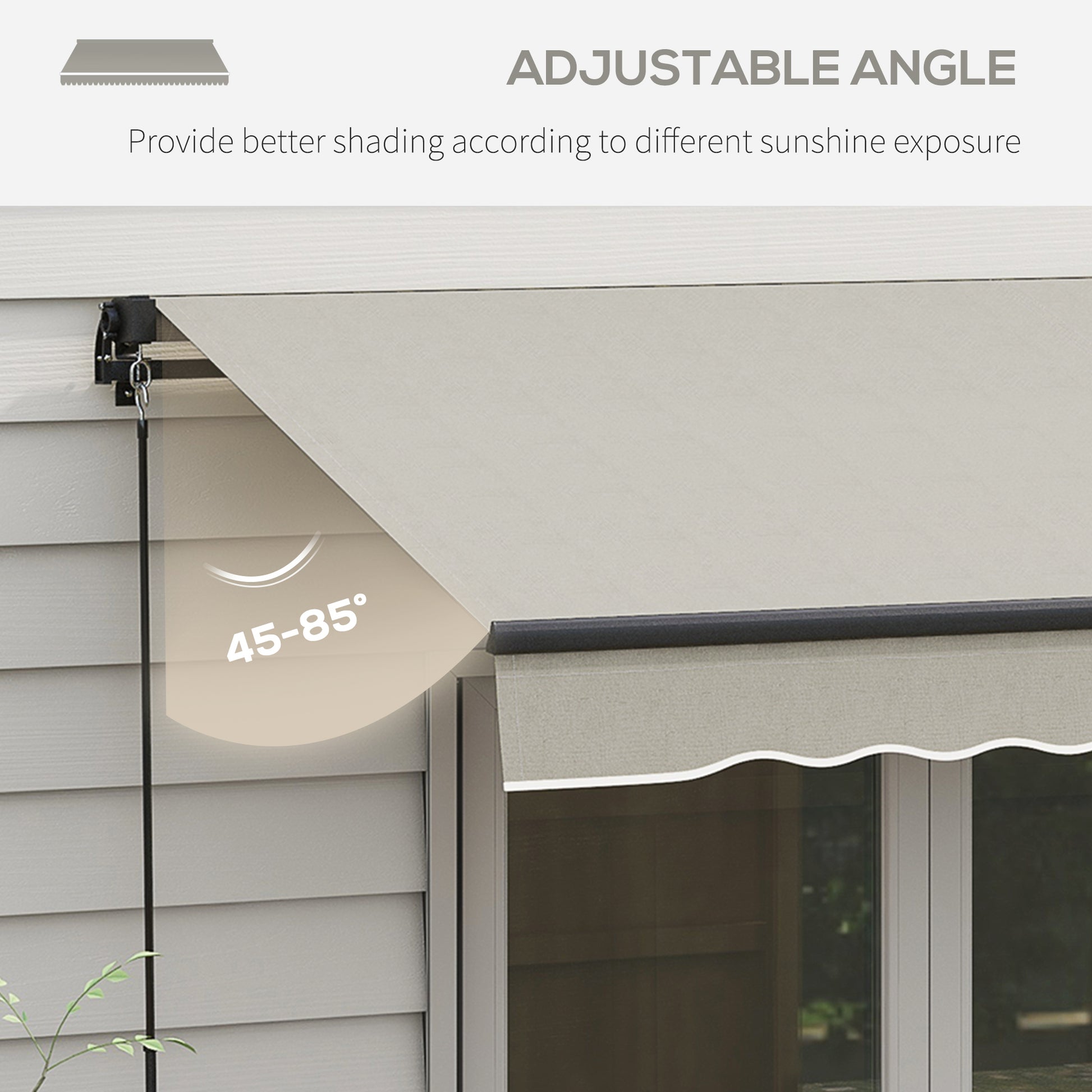 10' x 8' Retractable Awning, 280gsm UV Resistant Sunshade Shelter, for Deck, Balcony, Yard, Light Grey