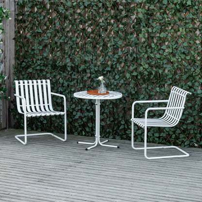 3 Pieces Patio Bistro Set, Metal Frame Garden Coffee Table Set with 2 Chairs & Round Table for Outdoor Yard Porch Poolside Balcony, White