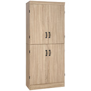70" 4-Door Storage Cabinet, Freestanding Pantry Cabinet with Adjustable Shelves for Living Room, Natural