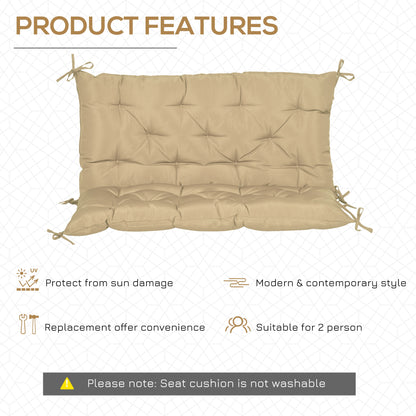 2-Seater Garden Bench Cushion Swing Chair Mat Replacement with Backrest, for Indoor and Outdoor, 39.4"x38.6", Khaki