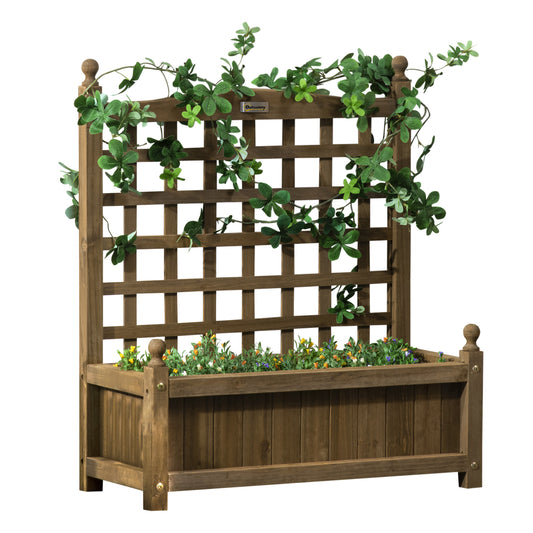 Garden Planter with Trellis for Climbing Vines, Wood Raised Garden Bed, Planter Box for Garden, Indoor Outdoor, Coffee