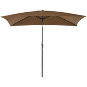 6.5x10ft Rectangle Aluminum Tilt Patio Umbrella, Garden Market Parasol, Outdoor Sunshade Canopy with Crank, Coffee
