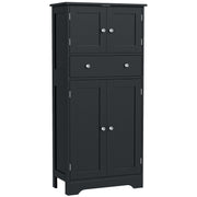 50.5" Kitchen Storage Cabinet, Modern Kitchen Pantry Cabinet with 4 Doors, Drawer, Adjustable Shelf, Black