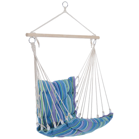 Portable Hanging Woven Hammock Seat Rope Swing Chair Sleeping Bed for Outdoor Garden Yard Camping Blue
