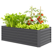 6' x 3' x 2' Raised Garden Bed, Galvanized Planter Box for Growing Flowers, Herbs and Vegetables, Dark Grey