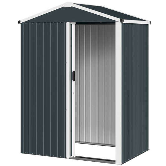 4.5 x 3ft Outdoor Storage Shed, Waterproof Metal Garden Shed with Lockable Door for Backyard, Patio, Lawn, Dark Grey