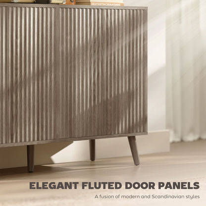 Buffet Cabinet with Storage, Modern Fluted Sideboard with Adjustable Shelves for Dining Room Living Room, Light Grey