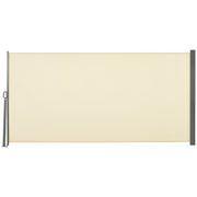 118" x 63" Retractable Side Awning Patio Outdoor Folding Privacy Screen with Resistance to UV Rays & Wind, Cream White