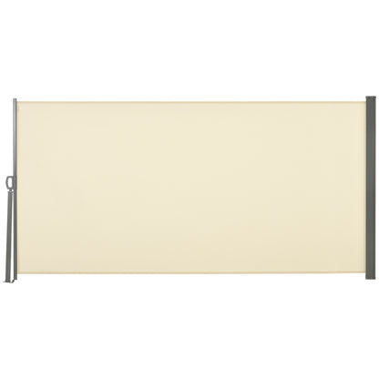 118" x 63" Retractable Side Awning Patio Outdoor Folding Privacy Screen with Resistance to UV Rays & Wind, Cream White
