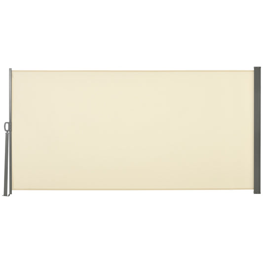 118" x 63" Retractable Side Awning Patio Outdoor Folding Privacy Screen with Resistance to UV Rays & Wind, Cream White