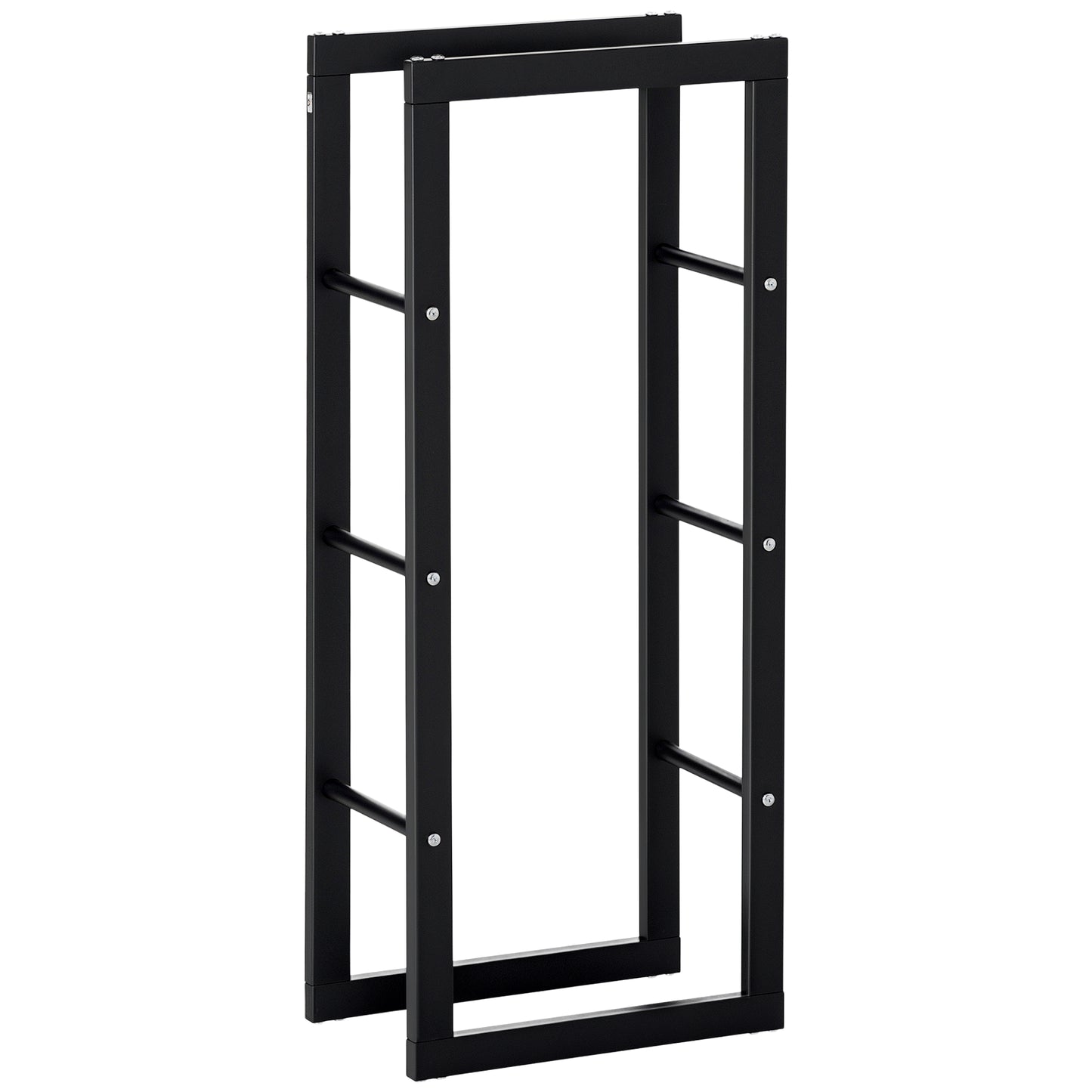 15.7" x 9.8" x 39.4" Firewood Rack Outdoor, Log Holder Fireplace Storage Rack with Handles and 220 lbs. Weight Capacity, Black