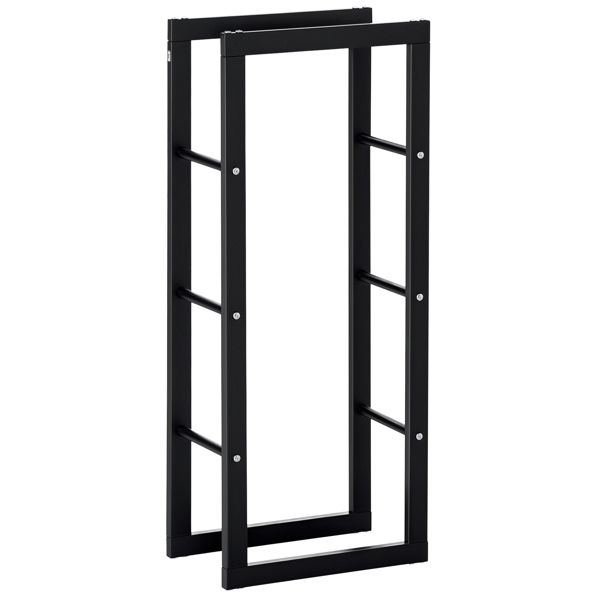 15.7" x 9.8" x 39.4" Firewood Rack Outdoor, Log Holder Fireplace Storage Rack with Handles and 220 lbs. Weight Capacity, Black