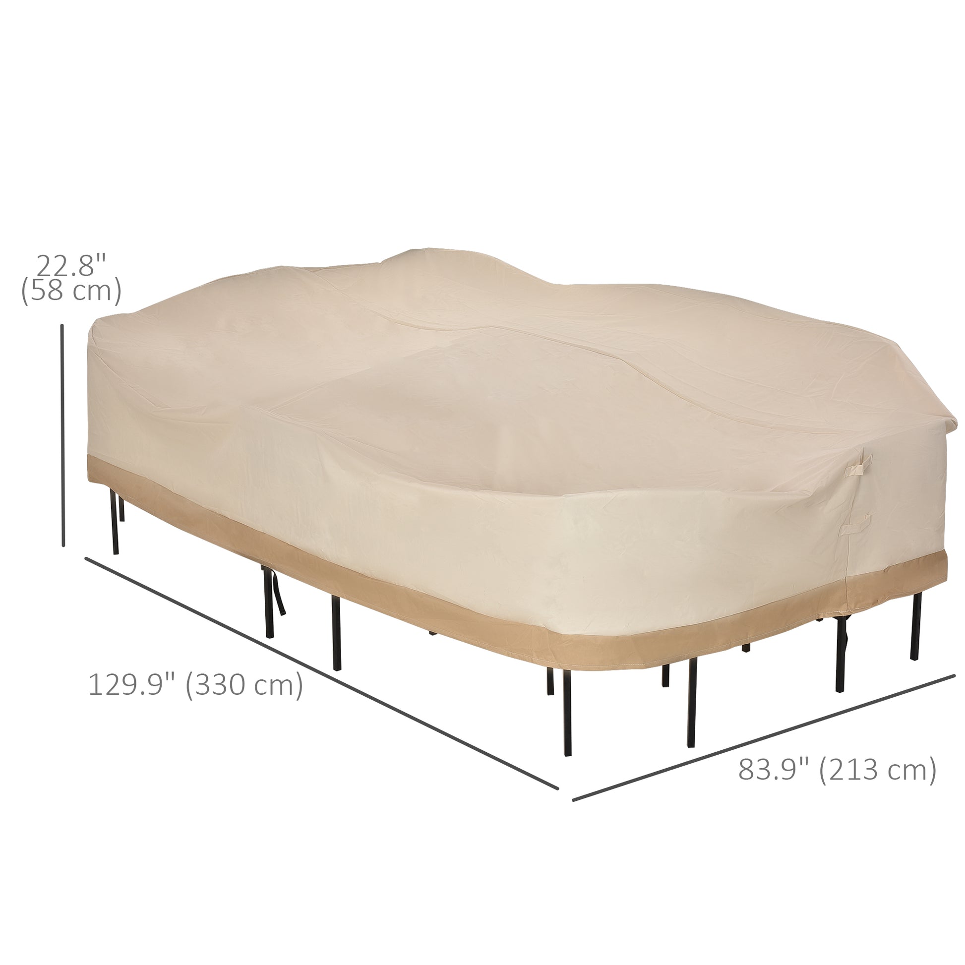 84B-059 129.9-Inch Oval Patio Table and Chair Set Cover, Beige/Coffee Sofa Set
