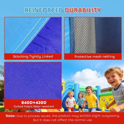 Qaba Bouncy Castle for Kids, Inflatable Bounce House with Slide, Pool (Ball Pit), Ball Shooting and Blower for Indoor Outdoor