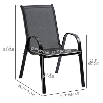 4-Piece Outdoor Dining Chair for Relaxing on Patio Balcony Garden, Comfortable Outdoor Furniture with Armrests, Black