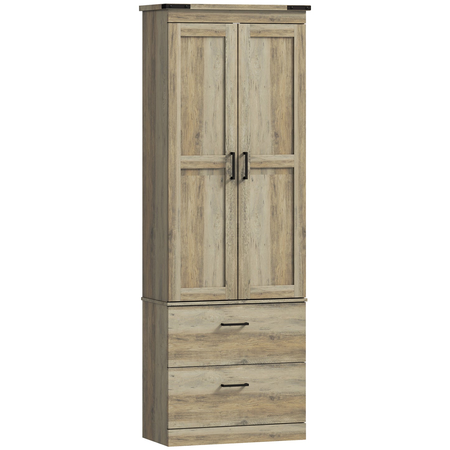 67" Tall Kitchen Pantry Storage Cabinet, Kitchen Pantry Cabinet with Doors, Drawers and Adjustable Shelves, Light Ivory