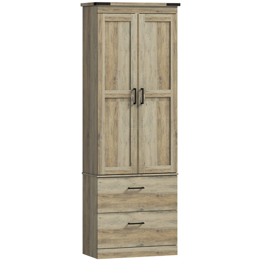 67" Tall Kitchen Pantry Storage Cabinet, Kitchen Pantry Cabinet with Doors, Drawers and Adjustable Shelves, Light Ivory