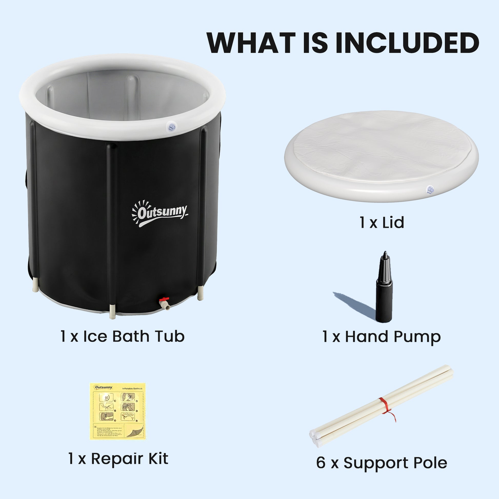 Ice Bath Tub for Athletes, 71 Gal Cold Plunge Tub with Cover, Pump, Portable Multiple Layered Inflatable Ice Barrel