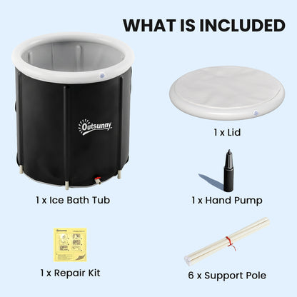 Ice Bath Tub for Athletes, 71 Gal Cold Plunge Tub with Cover, Pump, Portable Multiple Layered Inflatable Ice Barrel