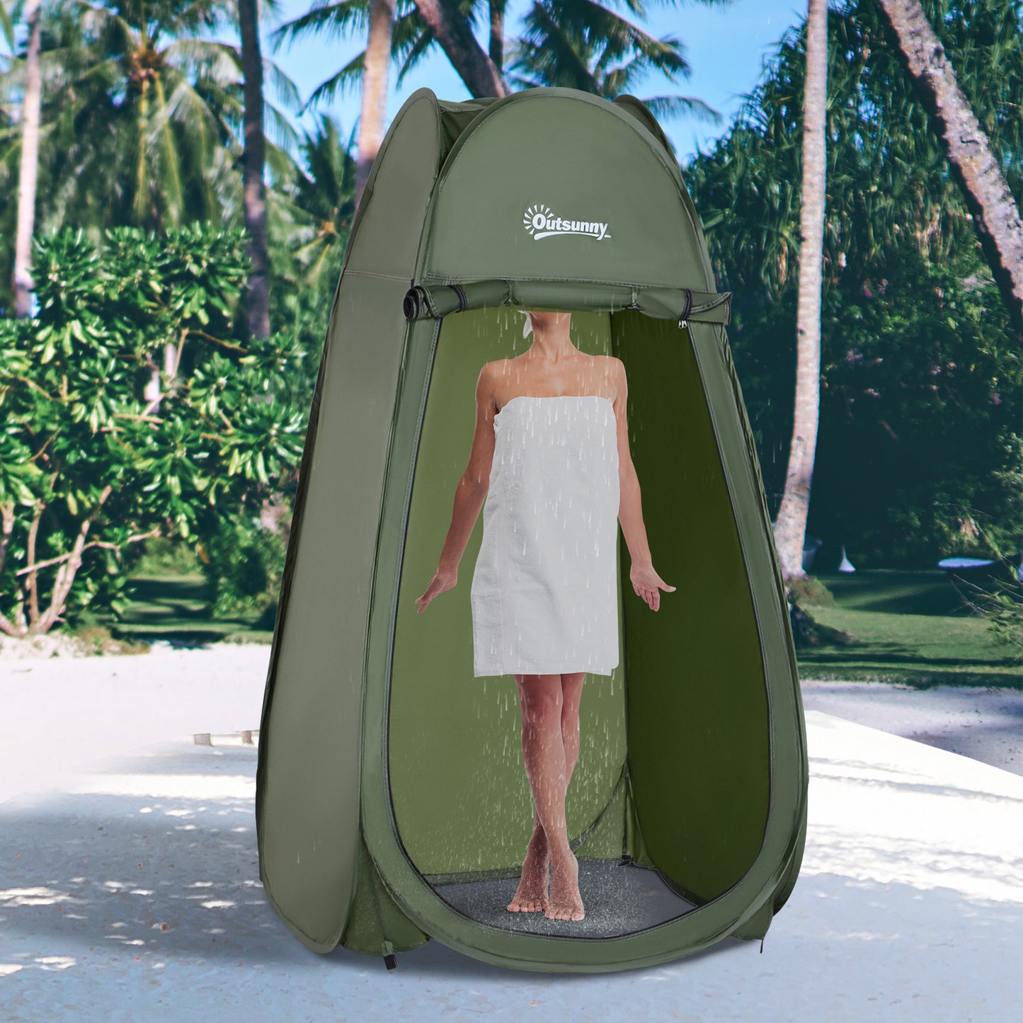 Army Green Popup Shower Tent - Portable Changing Room