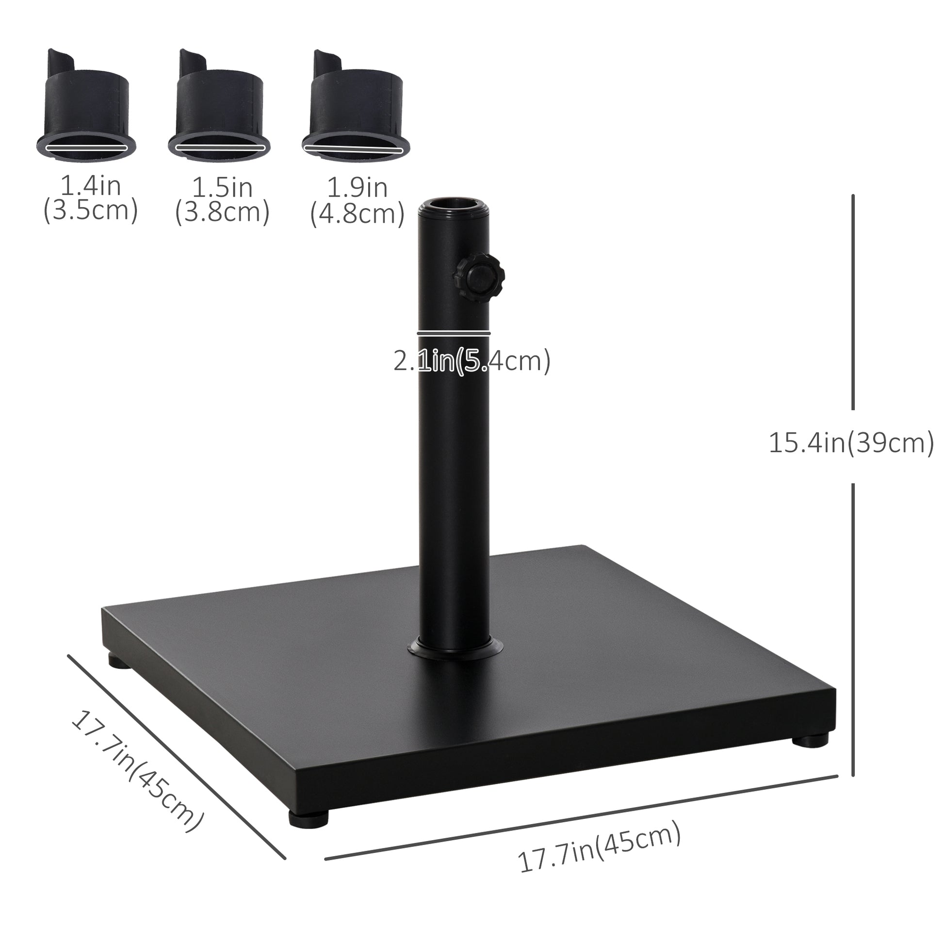 40 lbs Steel Square Umbrella Base Stand w/ Adjustable Knob Parasol Stand Garden Patio Outdoor Home, Black