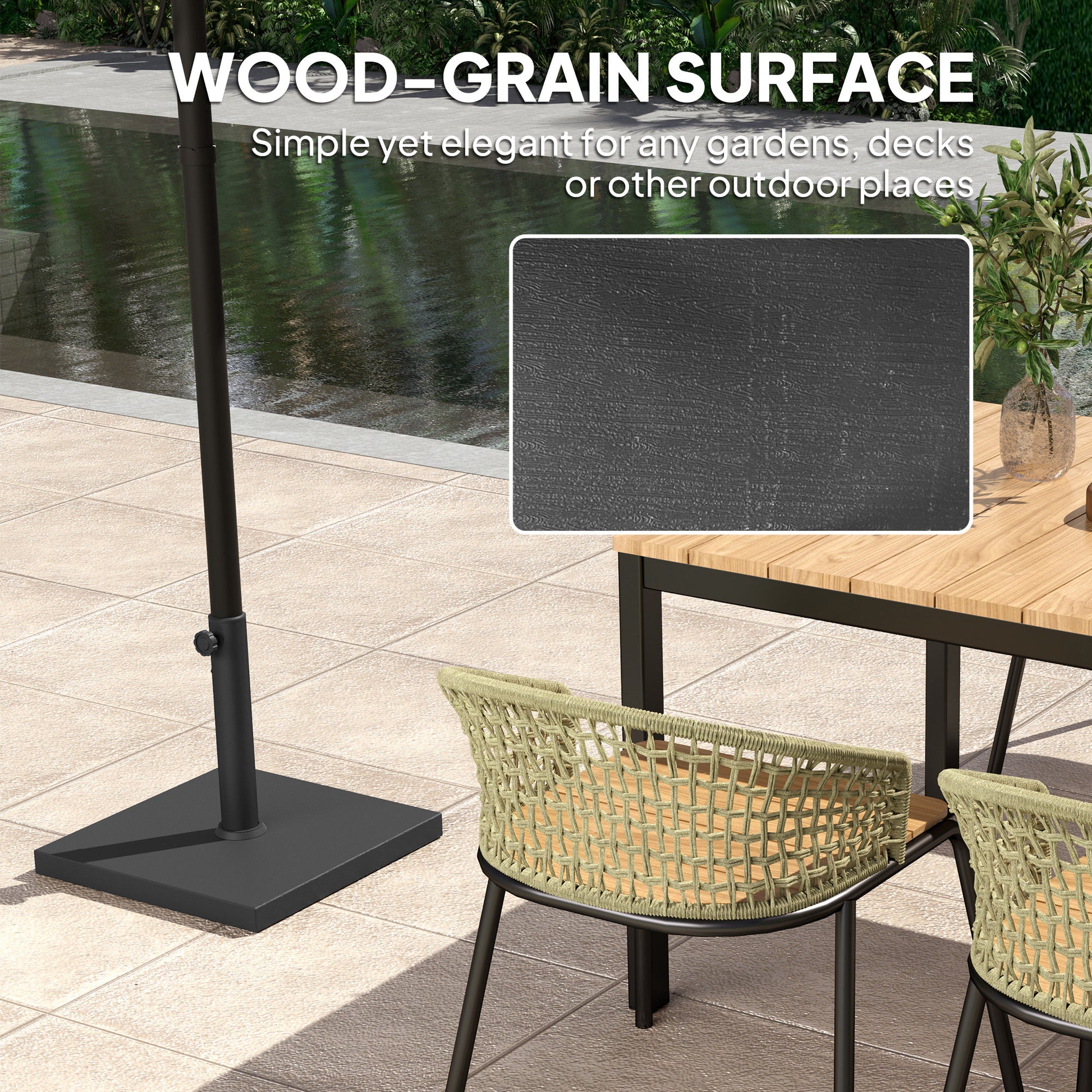 Patio Umbrella Base, 40 lbs Concrete Heavy Duty Umbrella Base for 1.5"/1.9", Black