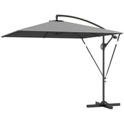 Patio Offset Umbrella UPF 50+ UV Protection, Crank Parasol with Base, Cover & Wind Securing, Khaki