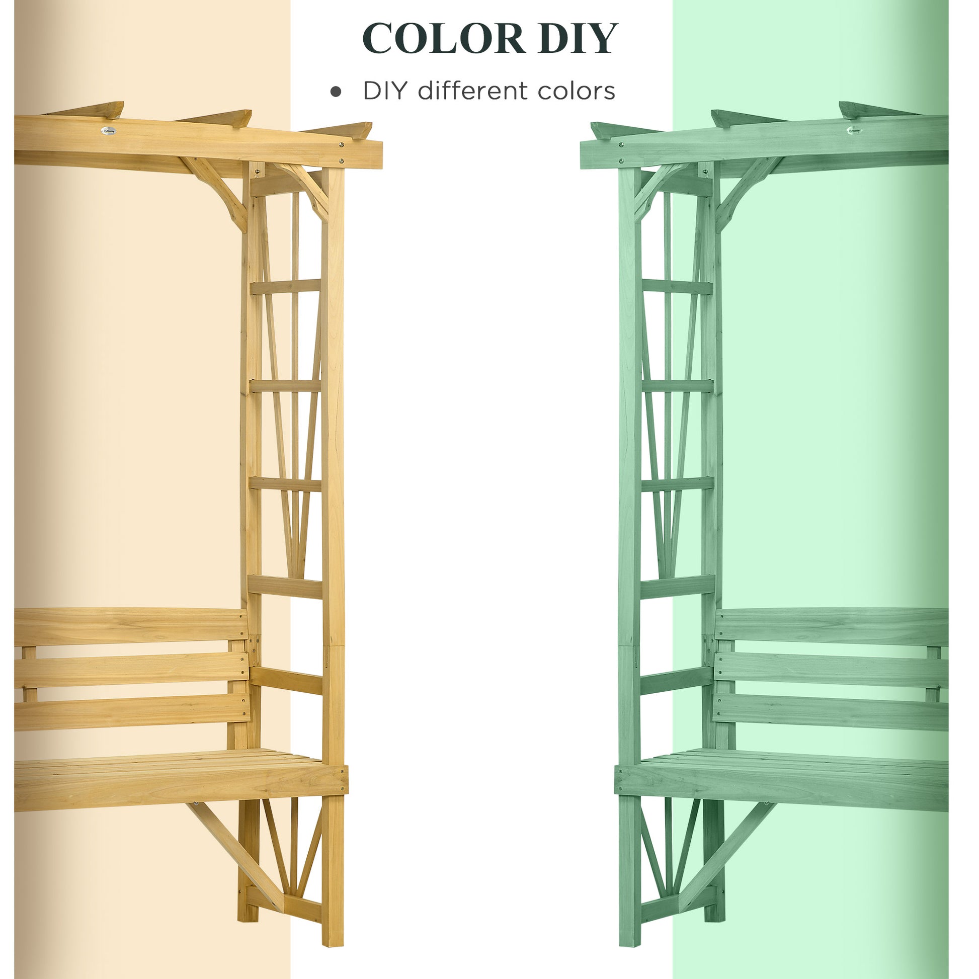 Patio Wooden Bench, Outdoor Bench for Vines/Climbing Plants, Light Brown